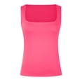 thumbnail image 5 of Hauts Grande Taille Crop Tops Femmes Col Carré Sans Manches Double Couche Débardeur Serré pour Femmes, 5 of 5