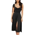 thumbnail image 2 of Pisexur Robe Mi-Mollet Sans Manches à Col en V pour Femme, Aguichant, Col en V, Sans Manches, Colorée, à la Mode, Nouvelle, Décontractée, Taille Haute, Robe pour Femmes en Liquidation, 2 of 4