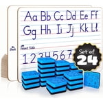 Scribbledo 24 Pack Double Sided Whiteboard Lined Dry Effase Boards for Kids Règled Writing Board Pratique d'écriture pour les enfants Petit tableau blanc Dry Er