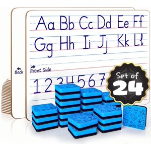 Scribbledo 24 Pack Double Sided Whiteboard Lined Dry Effase Boards for Kids Règled Writing Board Pratique d'écriture pour les enfants Petit tableau blanc Dry Er