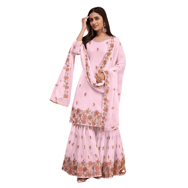Custom Made Pakistani Women Designer Straight Kurti Palazzo Dupatta Set Indian Gift For Her