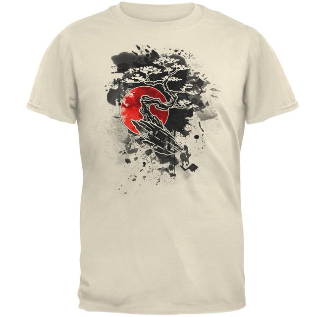 Japanese Bonsai Tree Ink Splatter Mens T Shirt