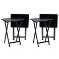 thumbnail image 1 of PJ Wood Plateau-Table Pliant Portable pour Collations de Télé, Noir (Ensemble de 4 Pcs), 1 of 12