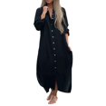thumbnail image 1 of Kcodviy Robe Chemise Unie pour Femmes Robes Portefeuille pour Femmes Décontractées Été Jupe Longue Décontractée Longue Robe d'Été Cocktail Manche Cardigan Robe, 1 of 5