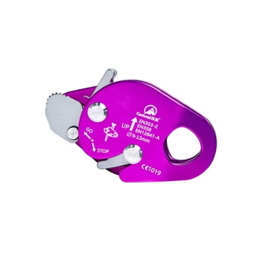Safety Arborist Rope Grab Rock Tree Rope Grab Rappel Climbing Pulley Gear Tree Climbing Stop Descender Pulley Device Purple