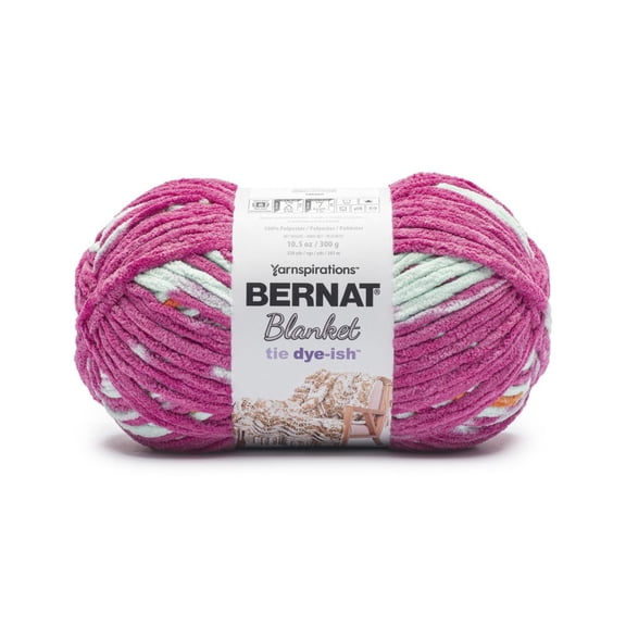 Bernat® Blanket Tie Dye-ish™ Yarn, Polyester #6 Super Bulky, 10.5oz/300g, 220 Yards