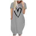 thumbnail image 1 of Pisexur Robe Maxi pour Femme Grande Taille Été Décontractée à Imprimé Cœur à Manches Courtes Col Rond Ample Unie Chemise de Nuit Plissée Robe de Sommeil Confortable avec Poches, 1 of 5