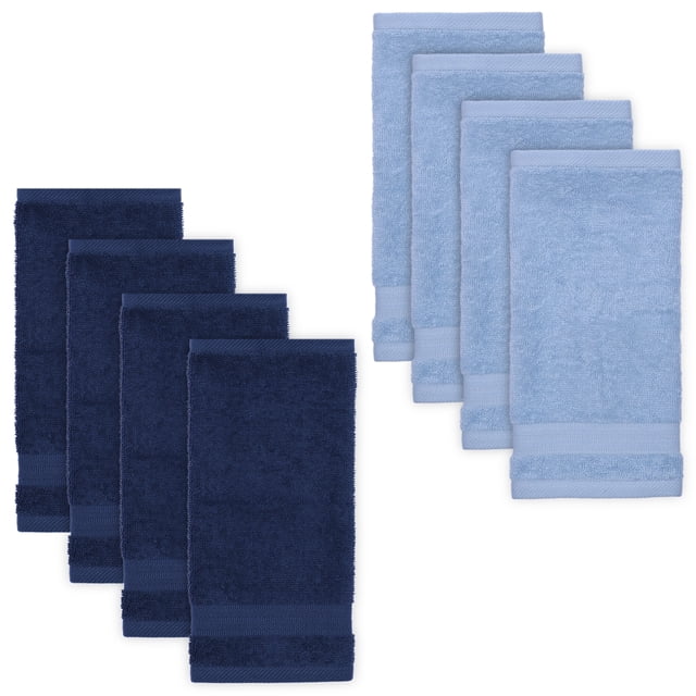 Mainstays 8-Pack Washcloth Set, Sky Navy