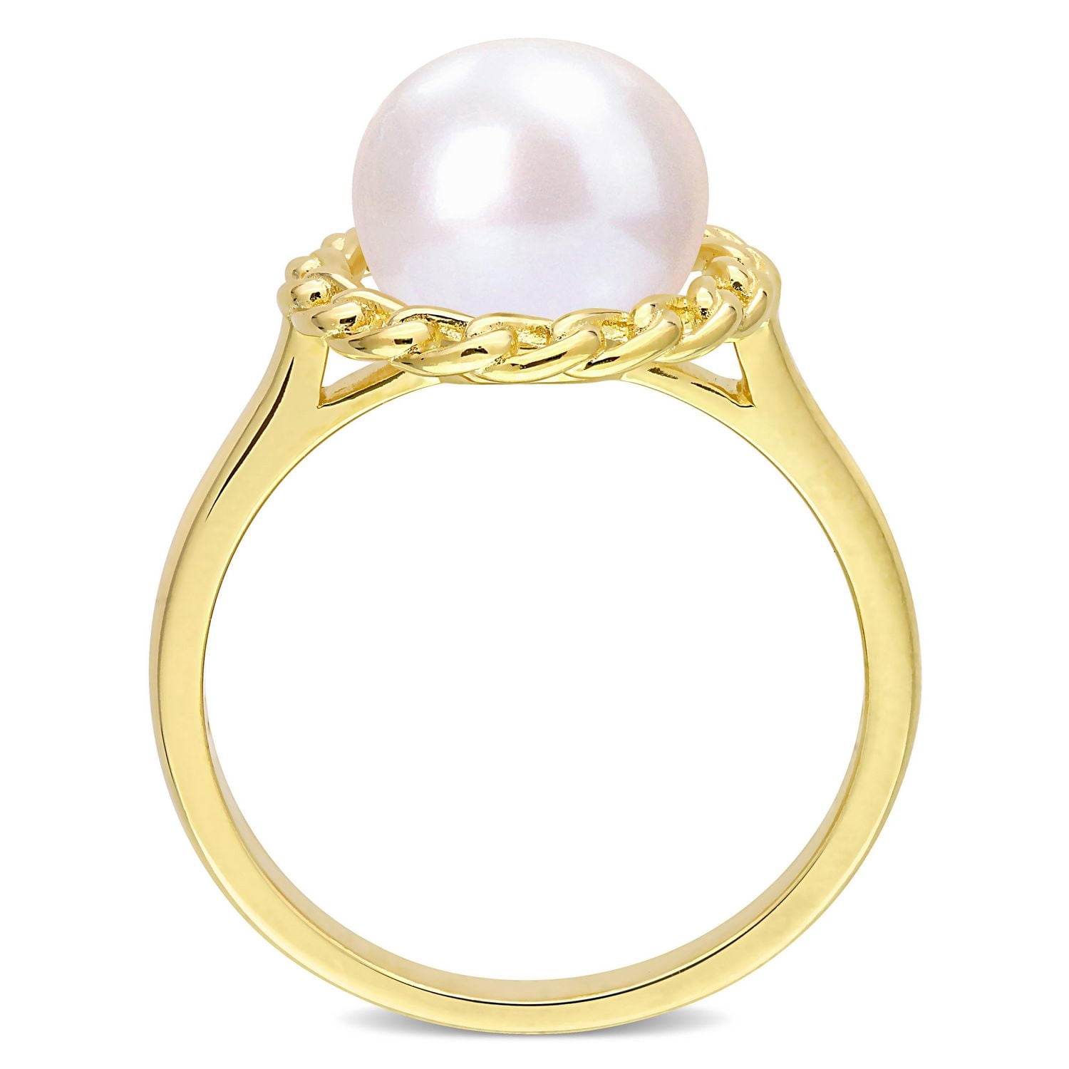 Bague maillon à auréoles Miabella de perles de culture d'eau douce en Argent Sterling Plaqué Jaune