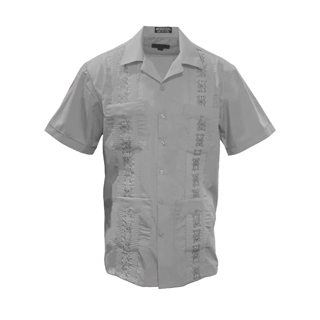 Gravity Threads Chemise d'Été Guayabera pour Homme - Gris Pâle - 4X-très Grand
