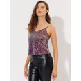 thumbnail image 2 of INSPIRE CHIC Camisole Courte à Paillettes à Bretelles Spaghetti pour Femme G Violet, 2 of 5