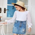 thumbnail image 3 of Pull-Over Blanc à Manches Longues pour Filles avec Manches à Volants Pois Suisses Haut Blouse Col Rond 5-12 Ans, 3 of 6