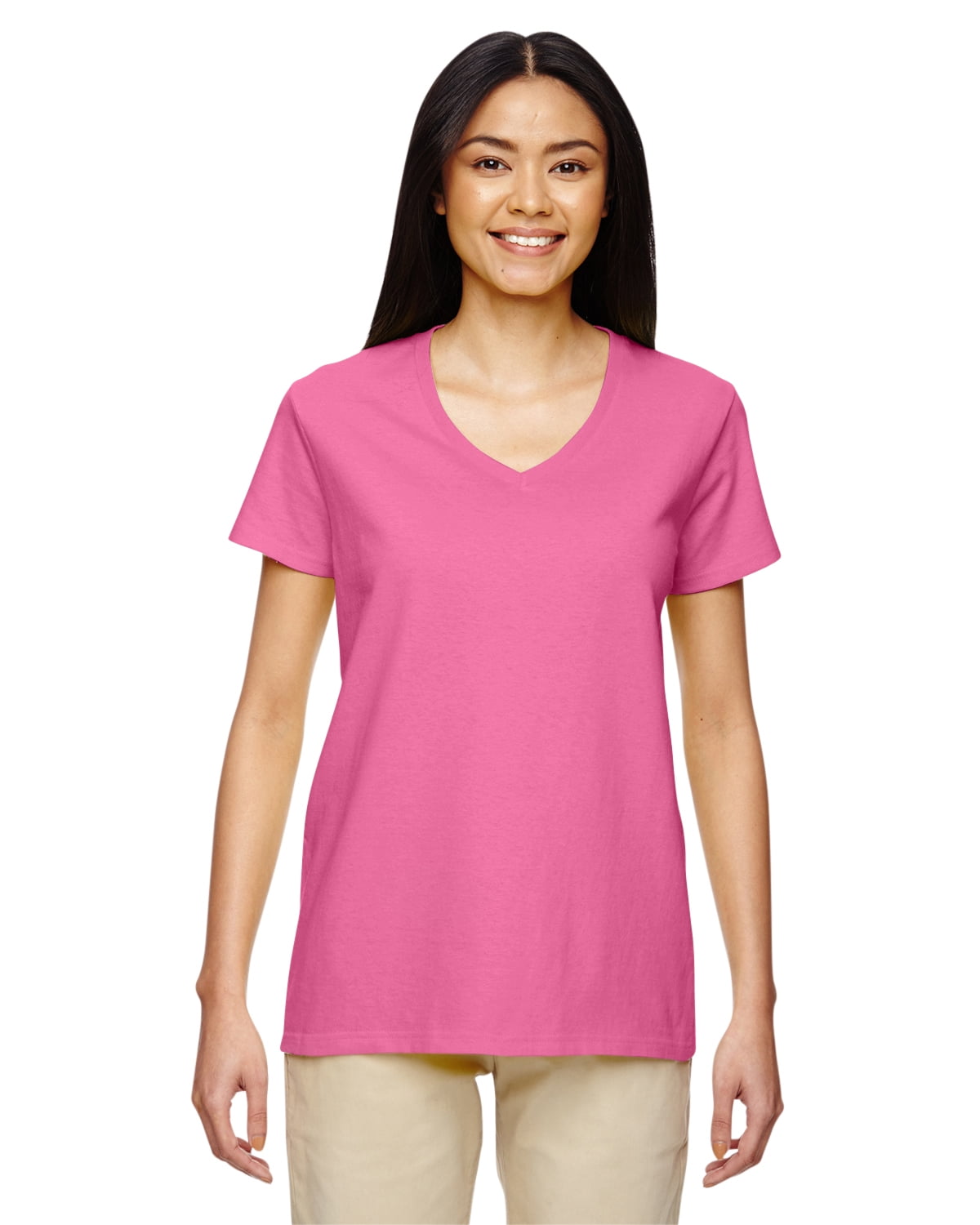 Gildan T-Shirt à Col en V pour Femmes en Coton Épais