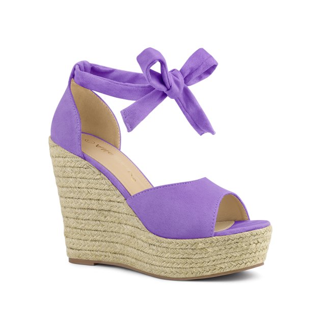BLISSFUL STEP Sandales Espadrilles pour Femmes à Lacets avec Bride à la Cheville Violet (Taille 7)