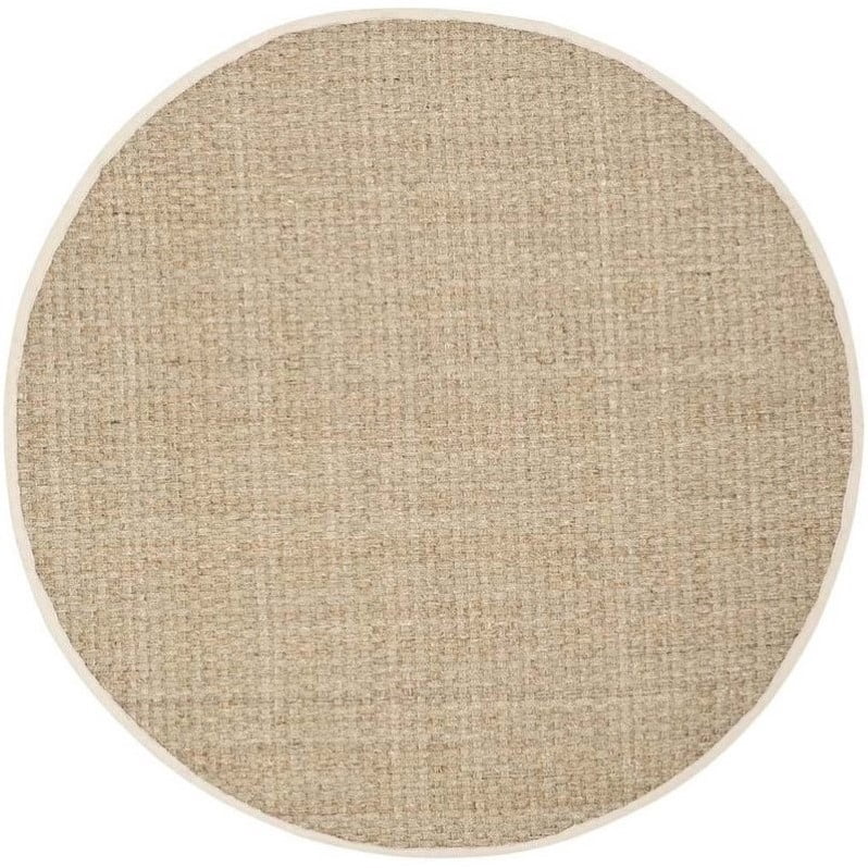 Safavieh Tapis Rond en Fibre Naturelle, Naturel / Ivoire