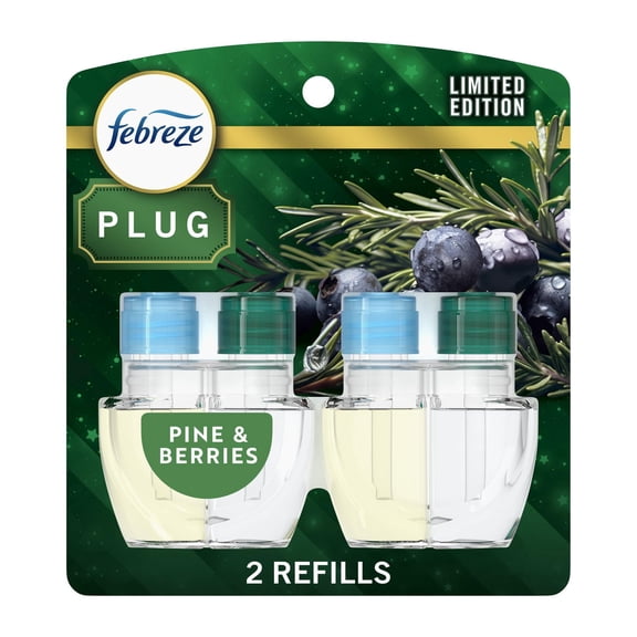 Febreze Anti-Odeurs Fade Defy Assainisseur d'Air à Prise Épinette d'Hiver Recharge d'Huile, 2 Recharges