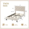 thumbnail image 2 of Yiwa Twin Bed Frame with Upholstered Headboard, Upholstered Bed Frame, Heavy-Duty Platform Bed Frame with Adjustable Headboard, Strong Wood Slat Support/No Box Spring Needed/Noise Free, 2 of 6