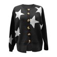 thumbnail image 3 of Women's Star Print Cropped Cardigan Long Sleeve Button Front Knit Sweater Top Fashion Comfortable Warm, 3 of 4