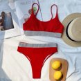 thumbnail image 4 of CEHVOM Women Bikini Solid Splicing Two-piece Swimwear Swimsuit Beachwear Set, 4 of 6