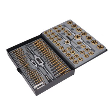 Taps Dies Hand Tools Kit, High Hardness Essential Threading Rethreading Tool Kit With Storage Box For Machine Mantainance