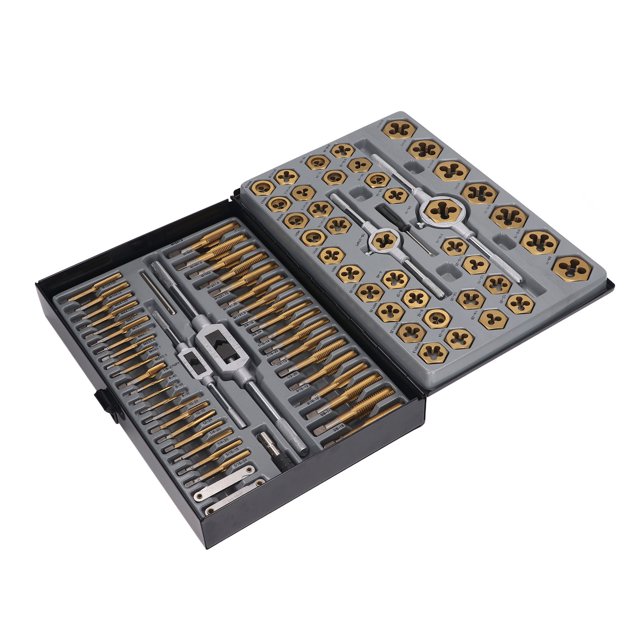 Taps Dies Hand Tools Kit, High Hardness Essential Threading Rethreading Tool Kit With Storage Box For Machine Mantainance