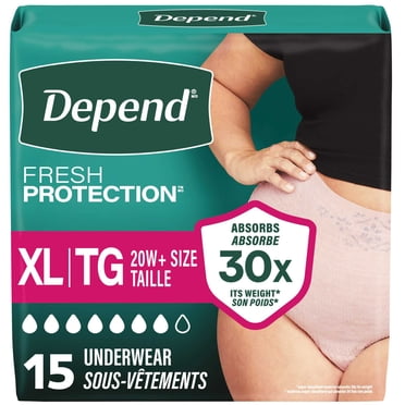 Depend Fresh Protection sous-Vêtements pour Incontinence pour Adultes pour Femmes (Anciennement Depend Fit-Flex), Jetables, Maximum, S-TG, Blush