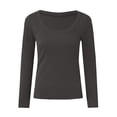 thumbnail image 4 of WEIYLL Ladies Summer Tops U Neck Lace Long Sleeve Loose Solid Dark Gray Blouse Sizes M, 4 of 5