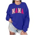 thumbnail image 1 of Culottes pour Femmes Chandail Maman Femmes Surdimensionné Paillettes Patch Maman Chandails à Col Rond Imprimé Maman Manches Longues Ample Mode Chandail S Bleu, 1 of 7