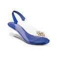 thumbnail image 1 of BLISSFUL STEP Chaussures pour Femmes Talons Compensés Transparents à Strass Bout Ouvert Slingback Chaussures Transparentes Bleu 10, 1 of 7