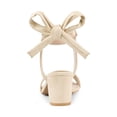 thumbnail image 2 of BLISSFUL STEP Women's Open Toe Ankle Tie Back Block Heels Sandals Beige (Size 9.5), 2 of 7
