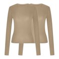 thumbnail image 4 of Birdeem T-Shirts à Manches Longues pour Femmes Mode Décontractée Col Rond Couleur Unie T-Shirt à Manches Longues Chandail Tops Manches 3/4 T-Shirts pour Femmes, 4 of 4