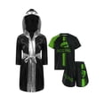 thumbnail image 1 of iiniim Kids Boys Boxing Uniform Long Satin Hooded Cloak Boxing Robe with Training Tarcksuit Set Green 12, 1 of 5
