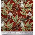 thumbnail image 1 of Soimoi Polyester Crepe Fabric Leaves & Lemur Animal Decor Fabric Printed Yard 52 Inch Wide, 1 of 3