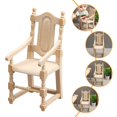 thumbnail image 2 of Chok 24 Ensembles de Chaises Miniatures pour Maison de Poupée avec Forme Compacte et Finition Bois Kaki, 2 of 8