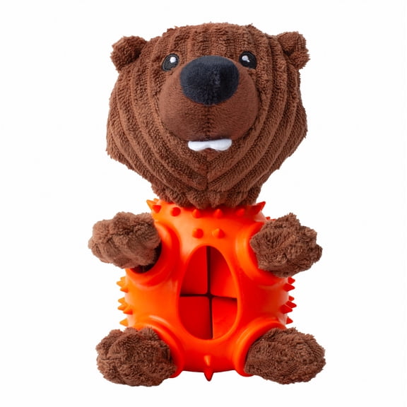 One Paw, Un jouet en peluche pour chien en forme de castor avec un distributeur de friandises, 23 cm