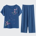 thumbnail image 1 of TIMIFIS Ensembles de Pyjamas pour Femmes 2 Pcs Pyjamas Grande Taille Coton et Lin Haut à Manches Courtes Col Rond Vêtements de Nuit Pyjamas Confortables et Respirants - Printemps/été, 1 of 7