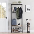 thumbnail image 2 of Coat Rack Shoe Bench with 10 Hooks, 4-In-1 Entryway Hall Tree with Storage, Metal Frame Hallway Organizer, Wood Look Accent Furniture for Entryway Living Room Bedroom, 2 of 9