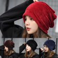 thumbnail image 4 of Femmes Velours Musulman Volant Cancer Chimio Chapeau Bonnet Écharpe Turban Tête Caps Wrap, 4 of 5