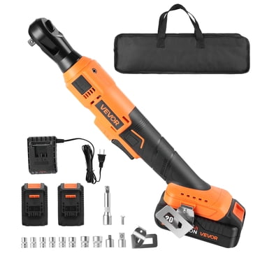 VEVOR Cordless Ratchet Wrench, 3/8 inch Drive, 230 RPM, up to 88 ft-lbs of Torque, Battery Powered Electric Ratchet Wrench Set with Two 2.0Ah Batteries