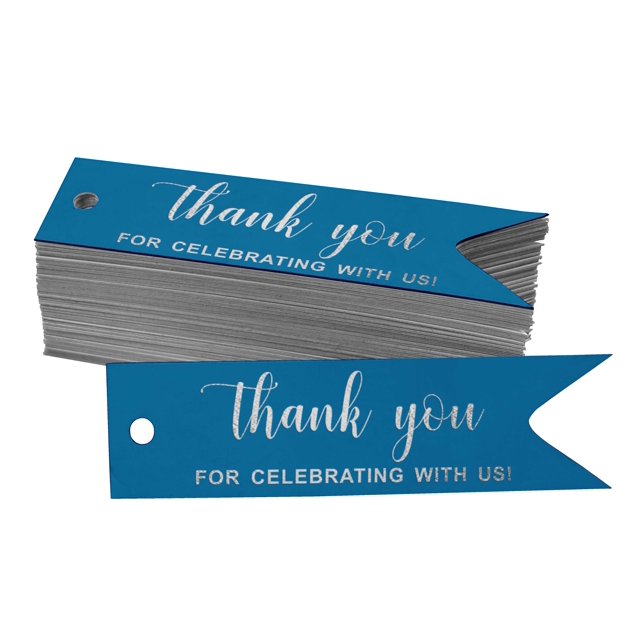 Inkdotpot Silver Foil Paper Hang Tags Thank You For Celebrating With Us Bridal Shower Favor Tags 100 Pieces