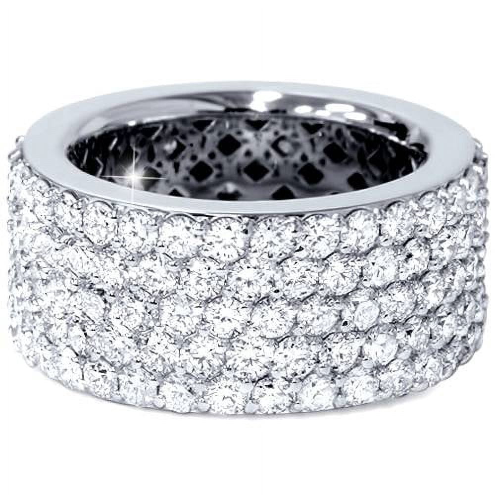 Bague d'Éternité Pavée de Diamants 5 ct en Or Blanc 14 K