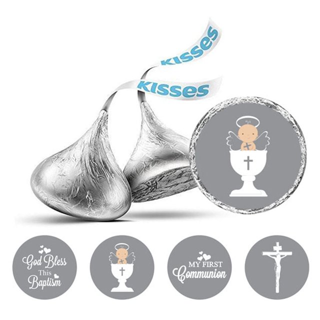 Darling Souvenir DIY Sacrament Baptism Theme Stickers chocolate Candy Labels 190 Pcs-Gray