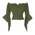 thumbnail image 1 of bbymog Womens Renaissance Peasant Blouse Off Shoulder Trumpet Sleeve Tops Army Green XXL, 1 of 7