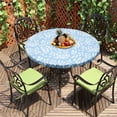 thumbnail image 4 of Ihvewuo Elastic Edged Vinyl Fitted Tablecloth Flannel Backed & Elastic Edge Table Cover Indoor Outdoor Round Fitted Vinyl Table Cloth Oil & Waterproof Wipeable Table Protector, 4 of 7