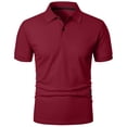 thumbnail image 5 of HVOBTTY Mens Summer Soft Versatile Pullover Casual Fashion Solid Color Collared Short Sleeve Loose Breathable Daily Base Layer Tops Wine, M, 5 of 5