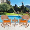 thumbnail image 2 of Jeco 3pc Wicker Rocker Chair Set in Honey with Orange Cushion, 2 of 10