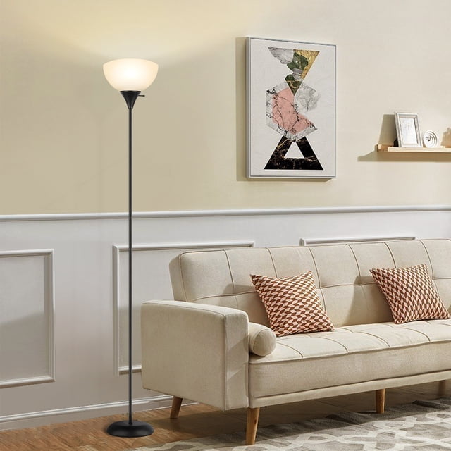 OUTON 71" Torchiere Floor Lamp with Remote, 4 Color Temperature Modern LED Standing Light for Living Room, Black
