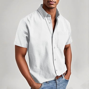 Chemise à Manches Courtes pour Homme à Boutons, Chemise Décontractée Ample et Respirante en Polyester pour Homme, Chemise à Manches Courtes à Boutons avec Poche
