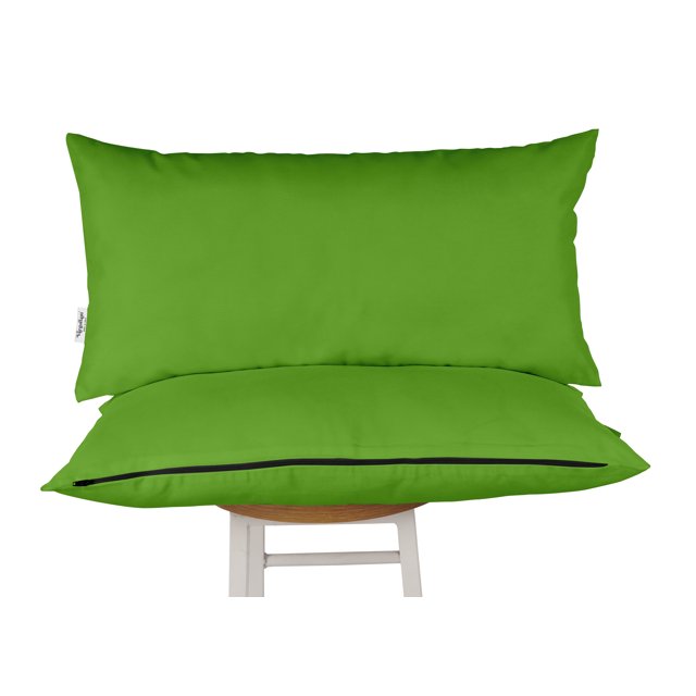 Vargottam Indoor/Outdoor Polyester Fabric Lumbar Pillow With Insert, All-Weather Waterproof Decorative Throw Pillow for Patio Furniture-Set of 2 - Green
