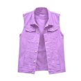 thumbnail image 3 of LUXUR Ladies Vest Lapel Collar Tanks Button Down Coat Comfortable Denim Solid Color Outwear Top Purple S, 3 of 9